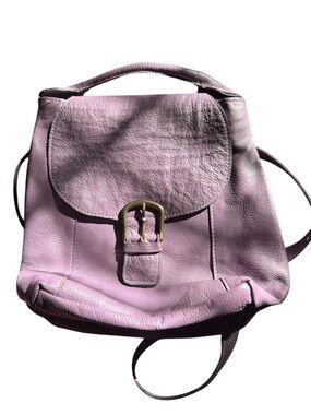 SatiSana Genuine Pebbled Leather Buckle Satchel Backpack Small Medium Purple